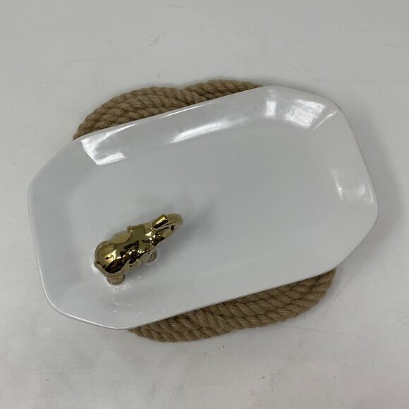 Nate Berkus for Target Tray White Metallic Gold Elephant Trunk Up Jewelry Dish - Picture 8 of 9